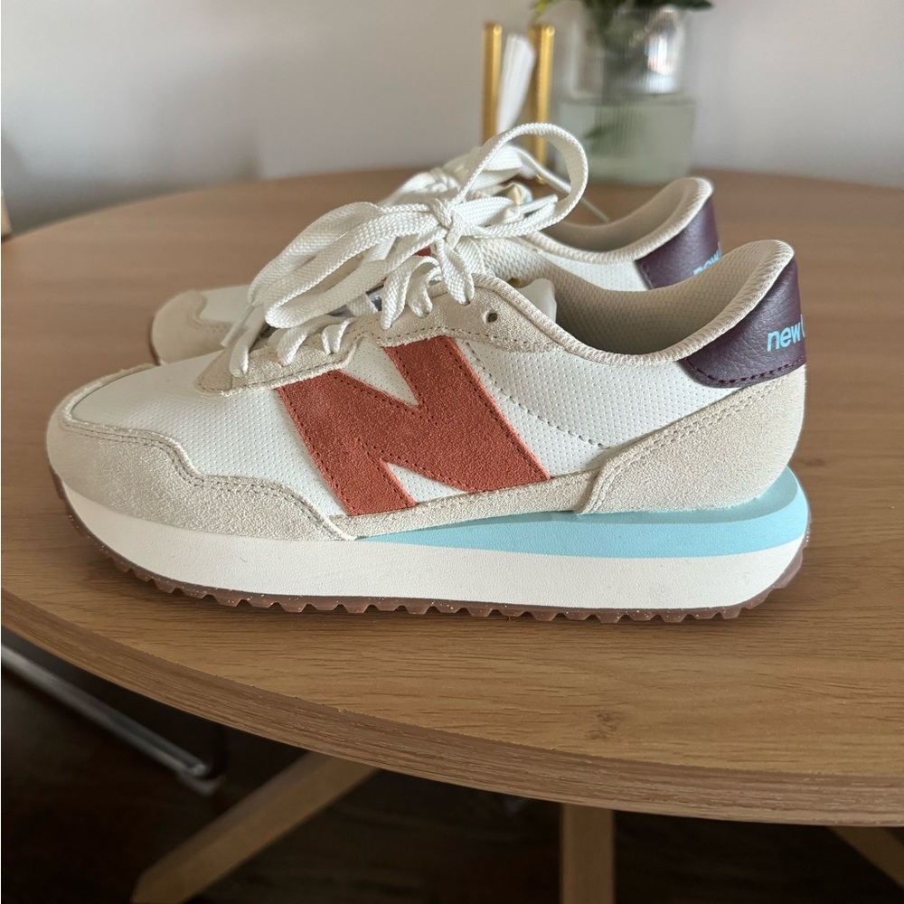 New Balance 237 Cream and Burnt Orange Sneakers
